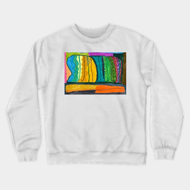 Colourful Mountain With Greens and Blues Crewneck Sweatshirt by PodmenikArt